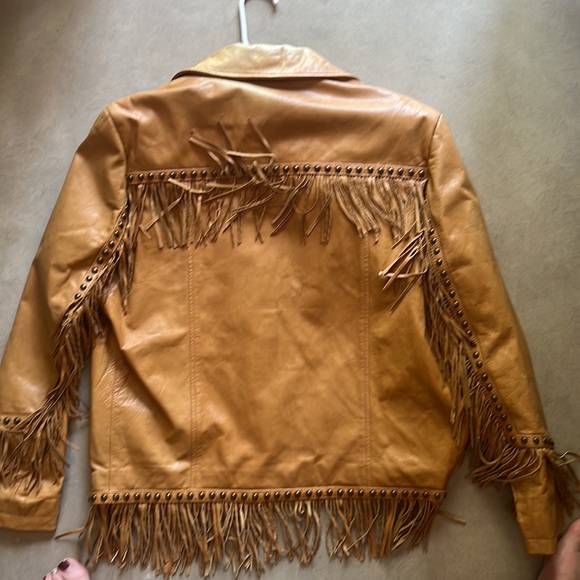 Leather fringe jacket by Cripple Creek size small - Picture 2 of 4